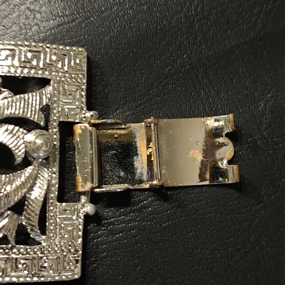 Women's Fashion Silver Tone Chunky Link Panel Bracelet 1960s‎ Style - Picture 6 of 8